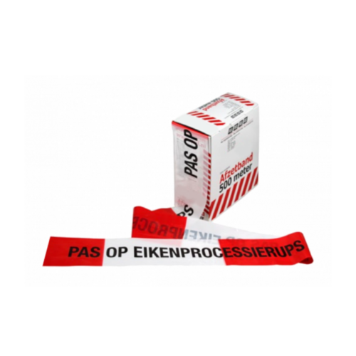 Afzetlint rood/ wit pas op eikenprocessierups 500m x 8cm